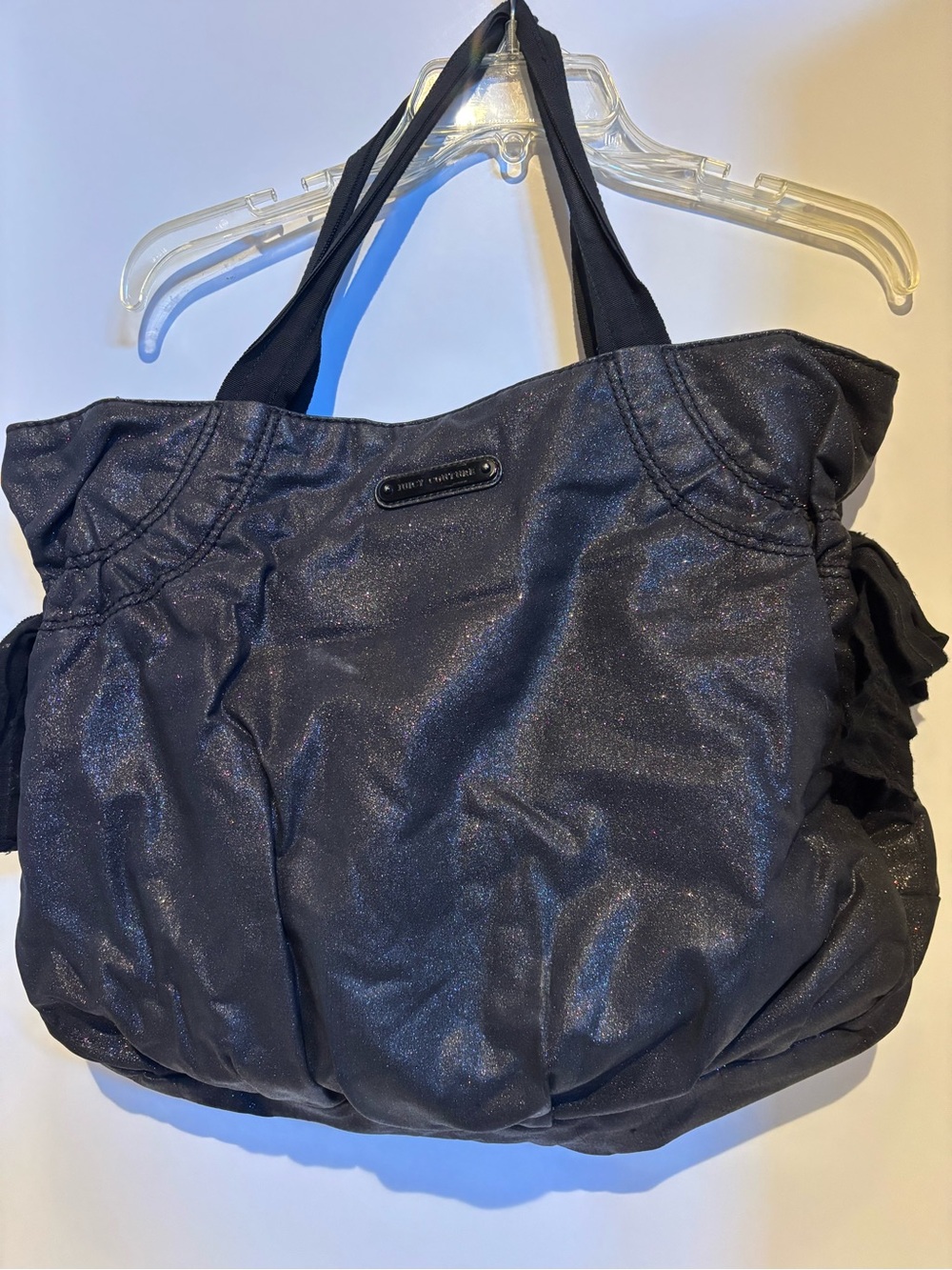 Juicy Couture Black Shimmer Tote with Double Straps